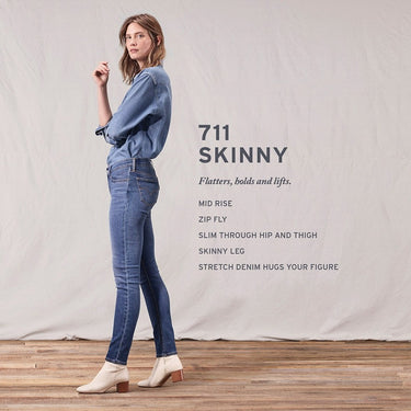 JEANS FEMME 711 SKINNY NOIR NOIR