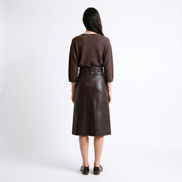 Jupe Artlove Clera simili-cuir midi marron – vue 3