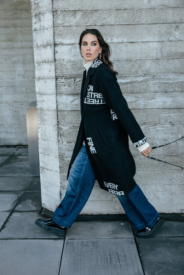 MANTEAU FEMME MILLIE INTARSIA NOIR NOIR