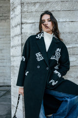 MANTEAU FEMME MILLIE INTARSIA NOIR NOIR
