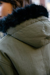 MANTEAU FEMME VIRA FUR BURNT OLIVE BURNT OLIVE