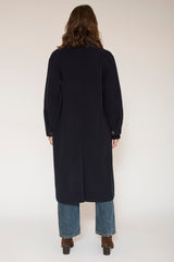 Manteau MKT Studio Matty long double boutonnage bleu marine – vue 2