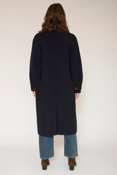 Manteau MKT Studio Matty long double boutonnage bleu marine – vue 2