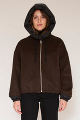 Veste MKT Studio Maury à capuche matelassée marron – vue 3
