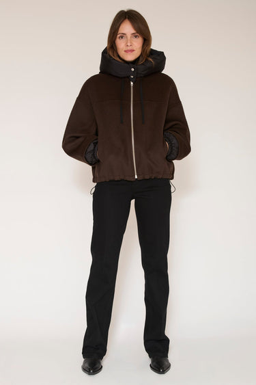 Veste MKT Studio Maury à capuche matelassée marron – vue 4