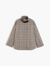 MANTEAU FEMME COTTON CHECK CAPE CO MARRON MARRON