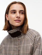 MANTEAU FEMME COTTON CHECK CAPE CO MARRON MARRON