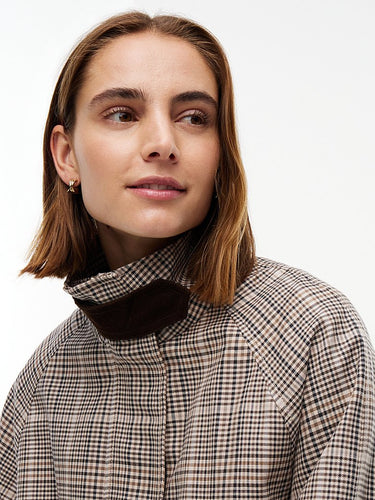 MANTEAU FEMME COTTON CHECK CAPE CO MARRON MARRON