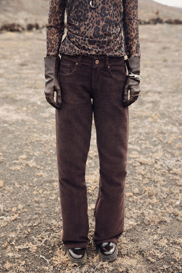 PANTALON FEMME AGATHA VELUTO MARRON MARRON