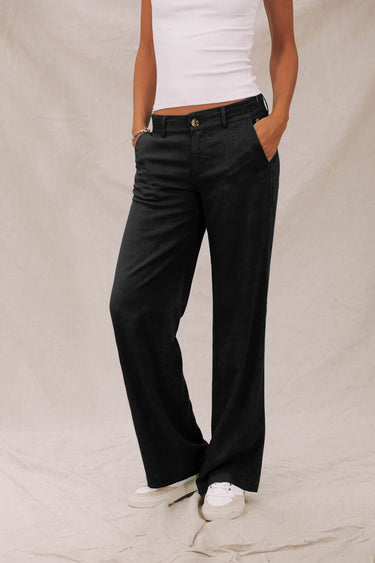PANTALON FEMME AGATHA PLAIN LINEN NOIR NOIR