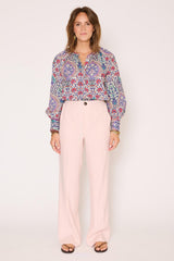 Pantalon MKT Studio Palito droit taille haute rose poudré
