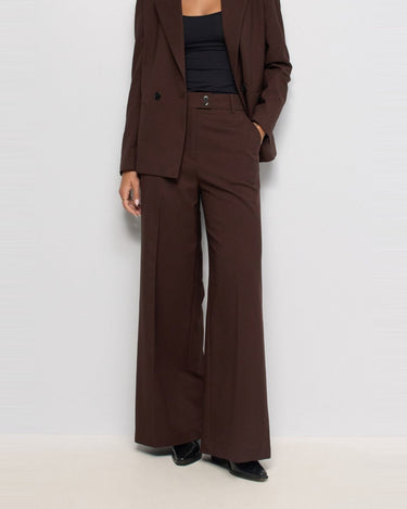 PANTALON FEMME HIGH RISE MARRON MARRON