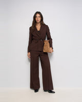 PANTALON FEMME HIGH RISE MARRON MARRON