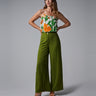 PANTALON FEMME PALAZZO VERT VERT