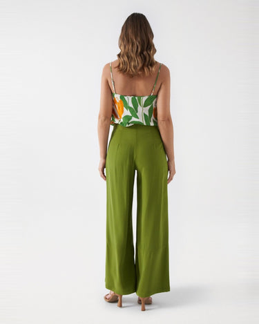 PANTALON FEMME PALAZZO VERT VERT