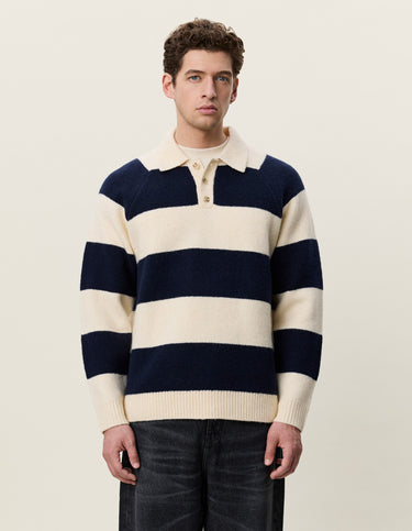 POLO HOMME STRIPED MELANGE KNITTED IVOIRE IVOIRE