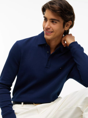 POLO HOMME LS WAFFLE REG MARINE MARINE