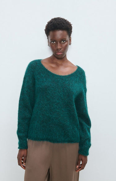 PULL FEMME AMPLE ML CR VERT FONCE VERT FONCE