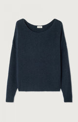 PULL FEMME BOULE ML COL BATEAU MARINE MARINE