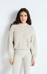 PULL FEMME COURT BOULE GRIS GRIS
