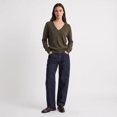 Pull Artlove Eden col V maille fine kaki