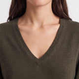 Pull Artlove Eden col V maille fine kaki – vue 4