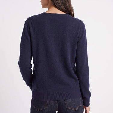 Pull Artlove Eden col V maille fine marine – vue 3