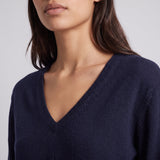 Pull Artlove Eden col V maille fine marine – vue 4