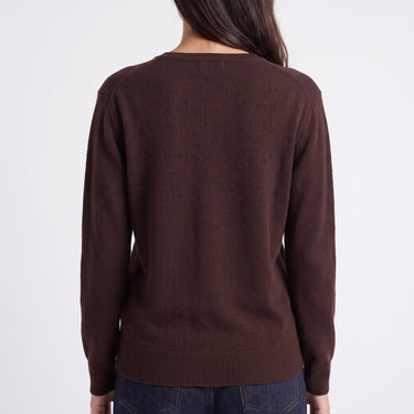 Pull Artlove Eden col V maille fine marron – vue 2