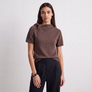 Pull Artlove Fléane col lavallière marron – vue 2