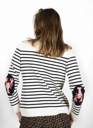 PULL FEMME PULLHOFV ÉCRU/MARINE ÉCRU/MARINE