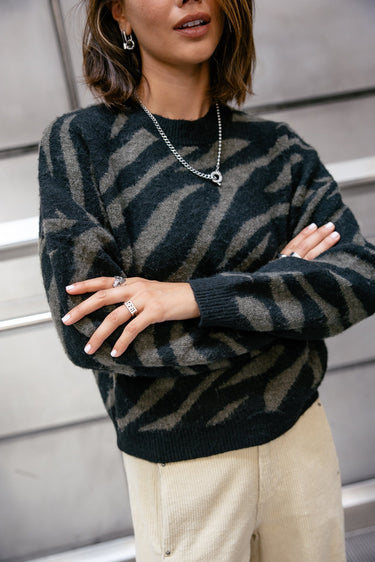 PULL FEMME PHELIX ZEBRA NOIR NOIR