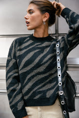 PULL FEMME PHELIX ZEBRA NOIR NOIR