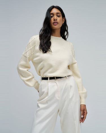 PULL FEMME PERLES BLANC BLANC