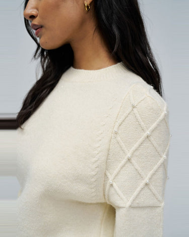 PULL FEMME PERLES BLANC BLANC