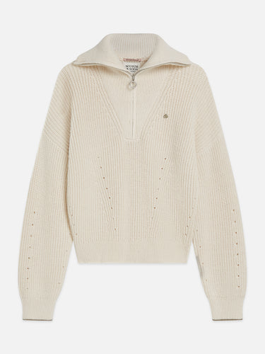 PULL FEMME HALF-ZIP RELAXED ECRU ECRU