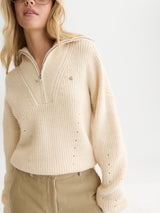 PULL FEMME HALF-ZIP RELAXED ECRU ECRU