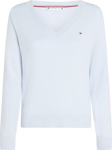 PULL FEMME CO JERSEY STITCH V-N CIEL CIEL