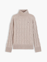 PULL FEMME SOFT WOOL CABLE ROLL CAMEL CAMEL