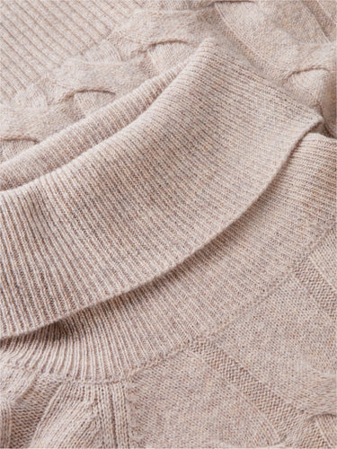 PULL FEMME SOFT WOOL CABLE ROLL CAMEL CAMEL