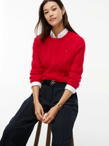 PULL FEMME SOFT WOOL CABLE ROUGE ROUGE