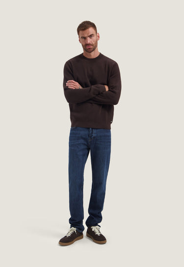 PULL HOMME OSCAR RIB MOCKNECK MARRON MARRON