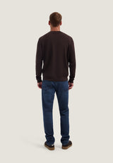 PULL HOMME OSCAR RIB MOCKNECK MARRON MARRON