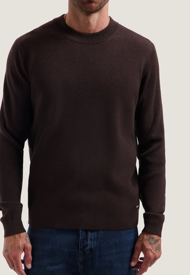 PULL HOMME OSCAR RIB MOCKNECK MARRON MARRON