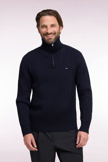 PULL HOMME COTTAGE DEMI-ZIP MARINE MARINE