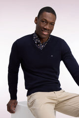 PULL HOMME EDINBUR DEMI-ZIP MARINE MARINE