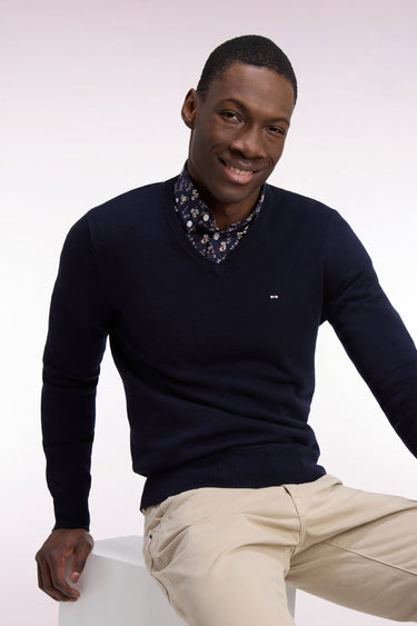 PULL HOMME EDINBUR DEMI-ZIP MARINE MARINE