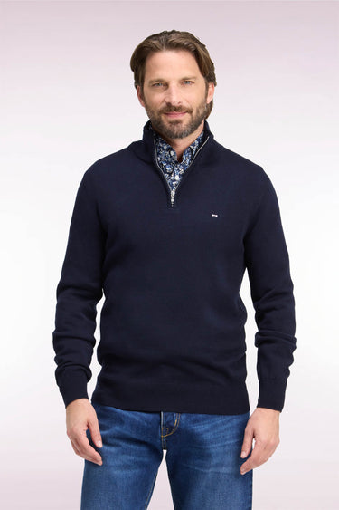 PULL HOMME EDINBUR DEMI-ZIP MARINE MARINE