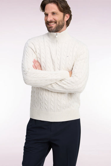 PULL HOMME HONER C DEMI-ZIP CREME CREME
