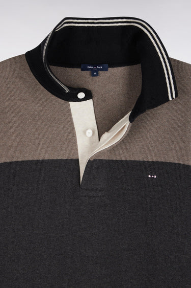 PULL HOMME L ENCRE COL POLO NOIR NOIR